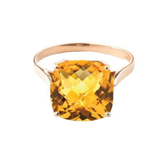 14K. GOLD RING W CHECKERBOARD CUT CITRINE - Picture 2 of 4